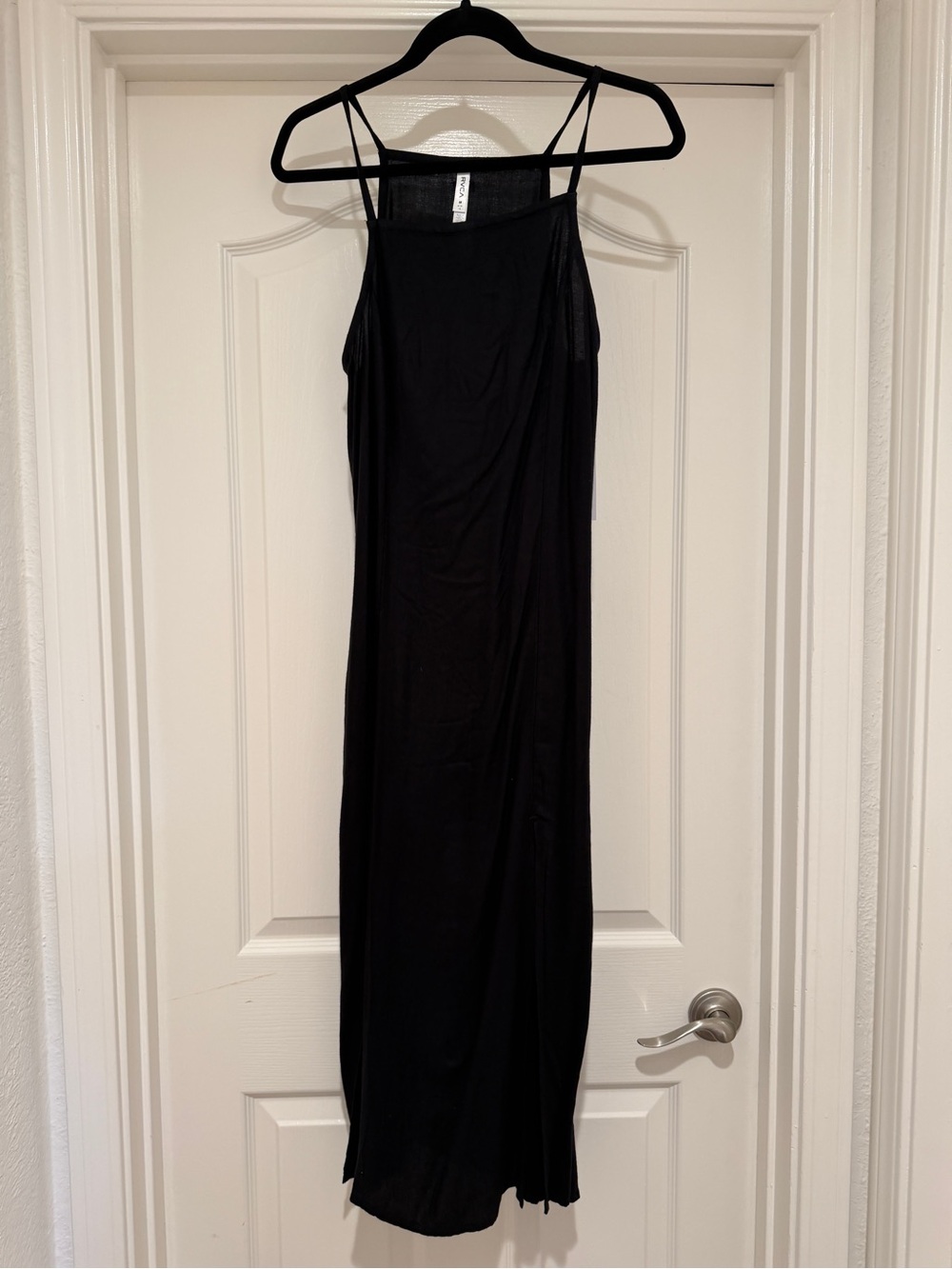 RVCA Black Maxi Slip Dress with Double Spaghetti Straps